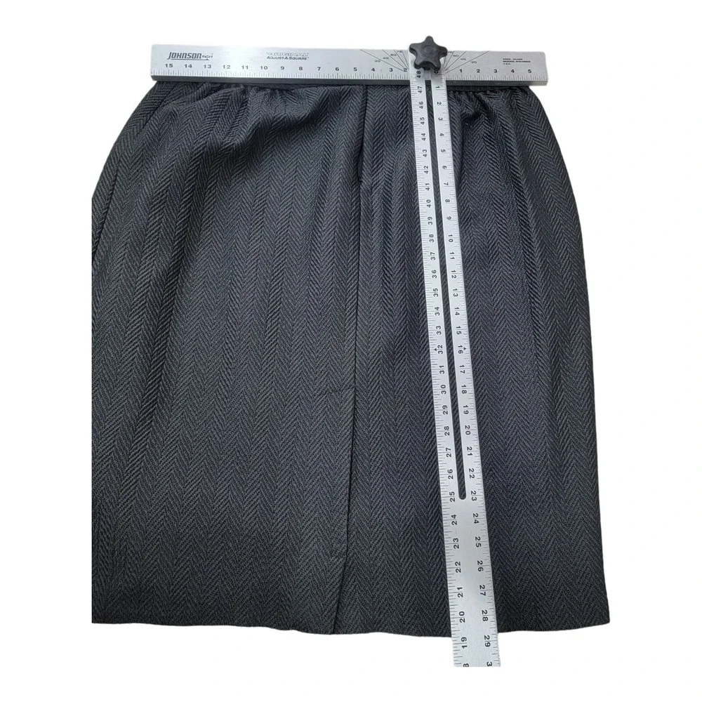 Linda Allard Ellen Tracy Black Gray Skirt LINED size 22 Herringbone
